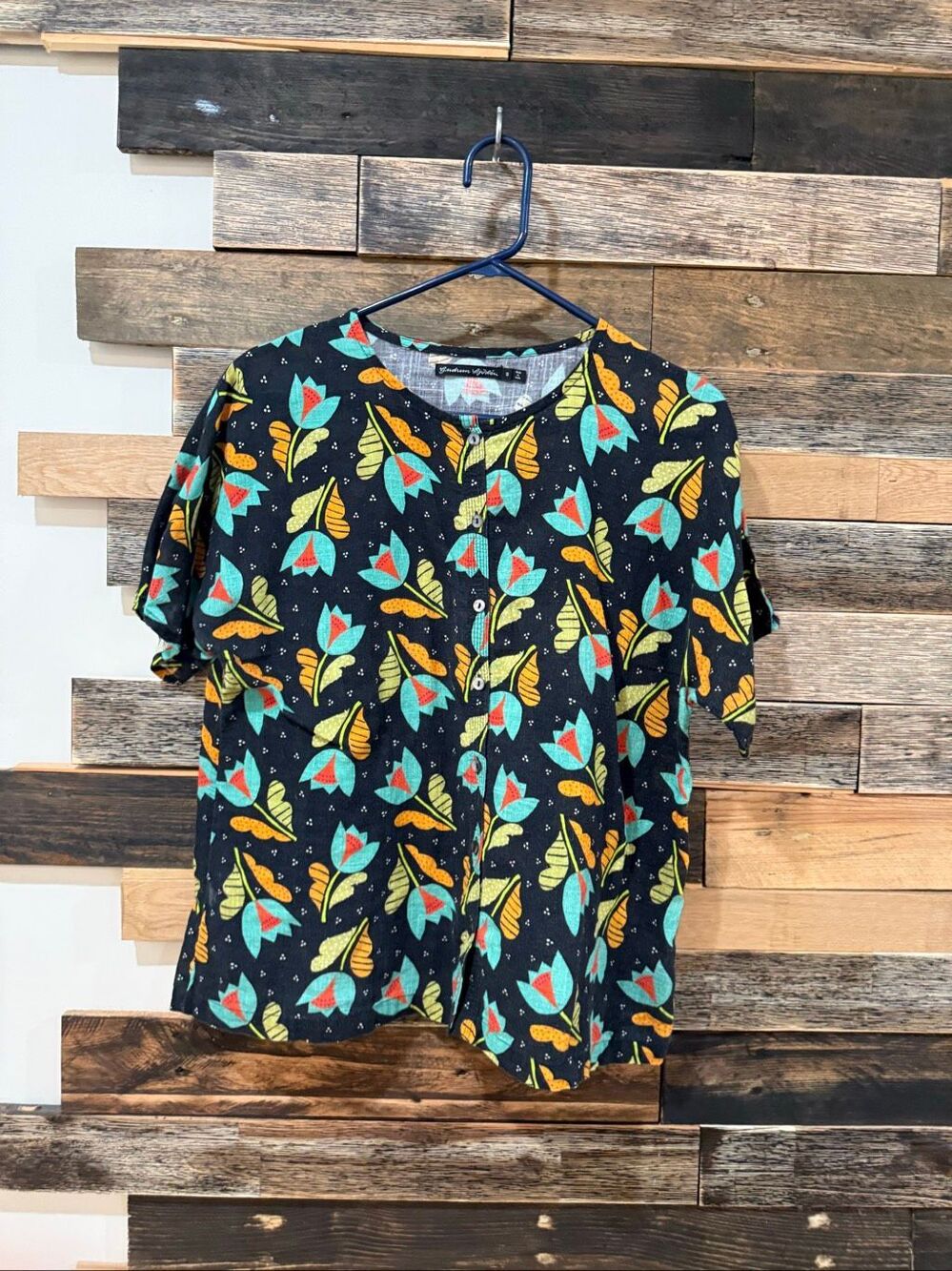 Gudrun Sjoden top blouse button front sz S